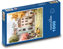 Gezeichnete Herbststadt Puzzle 1000 Teile - 60 x 46 cm