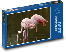 Flamingos mit Köpfen unter Wasser - rosa Vögel, Tiere Puzzle 2000 Teile - 90 x 60 cm