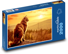 Katze bei Sonnenuntergang Puzzle 2000 Teile - 90 x 60 cm