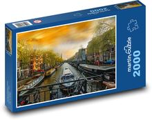 Amsterdam - Holandsko, lode Puzzle 2000 dielikov - 90 x 60 cm