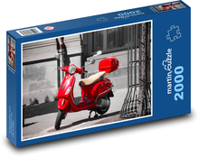 Czerwona hulajnoga, pojazd Puzzle 2000 elementów - 90x60 cm