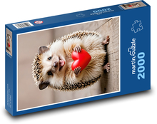 Jeż o czerwonym sercu na Walentynki Puzzle 2000 elementów - 90x60 cm