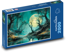 Full moon over the river in the forest Puzzle 2000 pieces - 90 x 60 cm