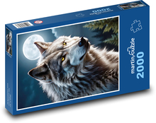 Wilk przy pełni księżyca Puzzle 2000 elementów - 90x60 cm