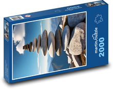 Pyramída z kameňov na pláži Puzzle 2000 dielikov - 90 x 60 cm