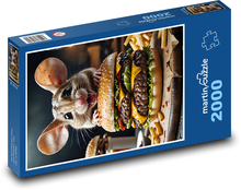 Malá myš žerie hamburger Puzzle 2000 dielikov - 90 x 60 cm