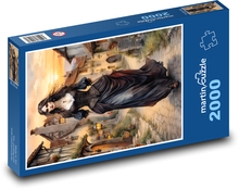 Eine Frau geht eine mittelalterliche Straße entlang Puzzle 2000 Teile - 90 x 60 cm