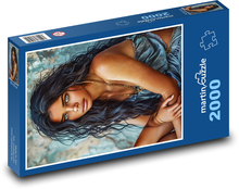 Portrait of a black-haired girl Puzzle 2000 pieces - 90 x 60 cm