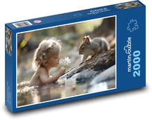 Bathing baby with squirrel Puzzle 2000 pieces - 90 x 60 cm