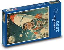 Astronaut s raketou Puzzle 2000 dílků - 90 x 60 cm
