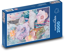 Kwiaty malowane w ogrodzie Puzzle 2000 elementów - 90x60 cm