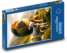 Löwe und Lamm auf der Weide Puzzle 2000 Teile - 90 x 60 cm