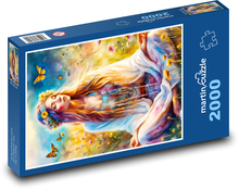 Hippie žena s motýľmi Puzzle 2000 dielikov - 90 x 60 cm