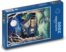 Domek nocą Puzzle 2000 elementów - 90x60 cm