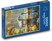 Mädchen mit einem weißen Pferd am See Puzzle 2000 Teile - 90 x 60 cm