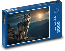 Vlk - noc, mesiac Puzzle 2000 dielikov - 90 x 60 cm
