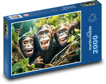 Smejúce sa opice - šimpanzy, zvieratá Puzzle 2000 dielikov - 90 x 60 cm