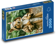 Eichhörnchen - Regen, Regenmantel Puzzle 2000 Teile - 90 x 60 cm
