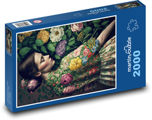 Frau - Blumen, Schönheit Puzzle 2000 Teile - 90 x 60 cm