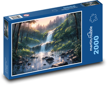 Les - vodopád, príroda Puzzle 2000 dielikov - 90 x 60 cm