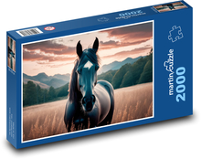 Schwarzes Pferd - Tier, Natur Puzzle 2000 Teile - 90 x 60 cm