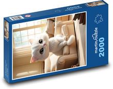 Süßes weißes Kätzchen Puzzle 2000 Teile - 90 x 60 cm