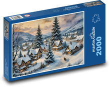 Zimní čas v zasněžné vesnici Puzzle 2000 dílků - 90 x 60 cm
