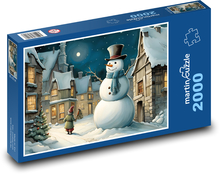 Mesto v zime so snehuliakom Puzzle 2000 dielikov - 90 x 60 cm
