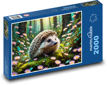 Ježek v ružových kvetoch Puzzle 2000 dielikov - 90 x 60 cm