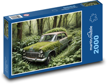 Ein Auto, das im Dschungel überwuchert ist Puzzle 2000 Teile - 90 x 60 cm