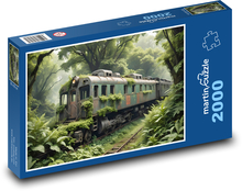 Zarośnięty pociąg w lesie Puzzle 2000 elementów - 90x60 cm