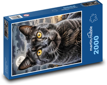 Czarny kot nocą Puzzle 2000 elementów - 90x60 cm