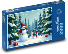 Bałwany w świątecznym lesie Puzzle 2000 elementów - 90x60 cm