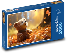 Medvedík v jesenných listoch Puzzle 2000 dielikov - 90 x 60 cm