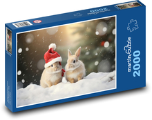Bunnies in a Christmas hat Puzzle 2000 pieces - 90 x 60 cm