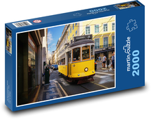 Gelbe Straßenbahn in der Stadt Puzzle 2000 Teile - 90 x 60 cm