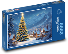 Veľký vianočný stromček v zasnežených horách Puzzle 2000 dielikov - 90 x 60 cm