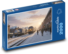 Vlaky na zasneženej stanici Puzzle 2000 dielikov - 90 x 60 cm