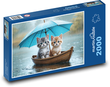 Mačiatka - dážď, loď Puzzle 2000 dielikov - 90 x 60 cm