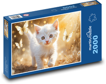 Weiße Katze - Kätzchen, Haustier Puzzle 2000 Teile - 90 x 60 cm