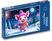 Śmiała Świnka na Nowy Rok Puzzle 2000 elementów - 90x60 cm