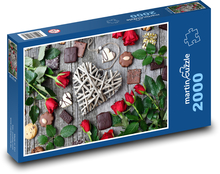 Czerwone róże na Walentynki Puzzle 2000 elementów - 90x60 cm