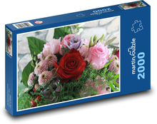 Barevná  kytice k Valentýnu Puzzle 2000 dílků - 90 x 60 cm
