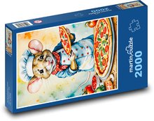 Maus und Pizza Puzzle 2000 Teile - 90 x 60 cm