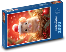 Myš vo vianočnom klobúku Puzzle 2000 dielikov - 90 x 60 cm