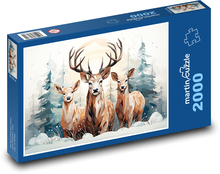 Jelen s laněmi Puzzle 2000 dílků - 90 x 60 cm