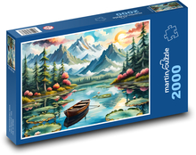 Loď na jazere Puzzle 2000 dielikov - 90 x 60 cm