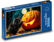 Tekvica a čierna mačka Puzzle 2000 dielikov - 90 x 60 cm