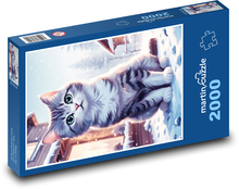 Katze in Winterlandschaft Puzzle 2000 Teile - 90 x 60 cm