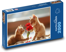 Katze Valentinstagsblume Puzzle 2000 Teile - 90 x 60 cm